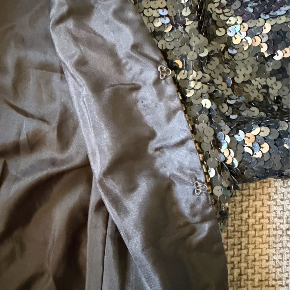 Floral Maximalist Sequin Beaded Jacket S Black Silk Vintage Stenay Whimsigoth - Picture 8 of 14